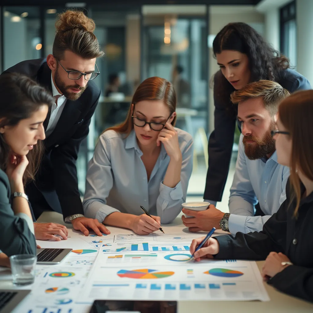 Equipo discutiendo estrategias de modelo de negocio